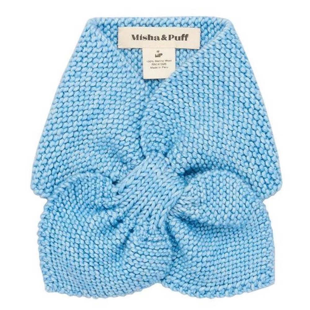Misha & Puff Kids Sledding Scarf in Faded Denim Merino Wool NWOT